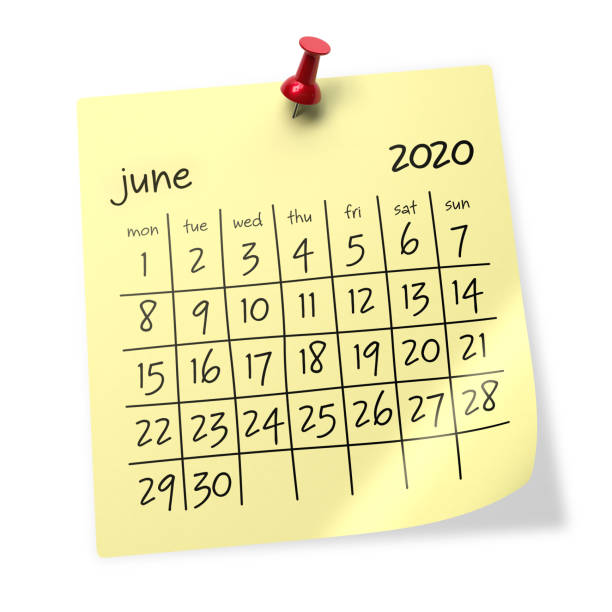 June 2020 Calendar. Isolated on White Background. 3D Illustration June 2020 Calendar. Isolated on White Background. 3D Illustration june file stock pictures, royalty-free photos & images