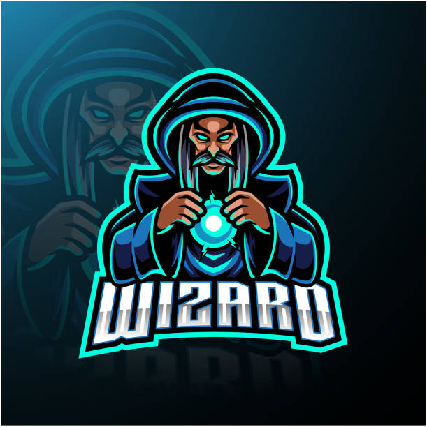 Wizard esport mascot logo design Illustration of Wizard esport mascot logo design warnock stock illustrations