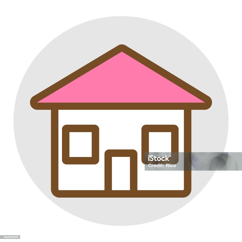 Pink House Icon Vector Illustration Stock Illustration - Download Image