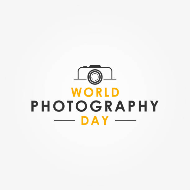 всемирный день фотографии вектор дизайн шаблон - день фотографии stock illustrations