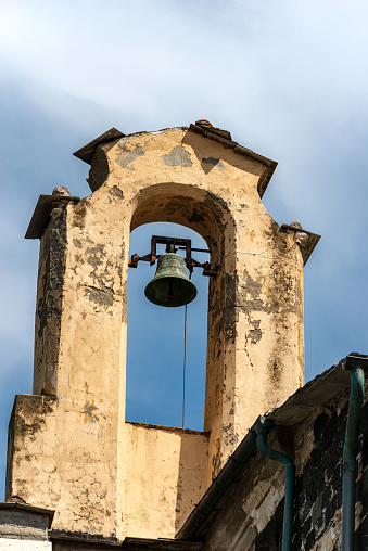 Vernazza village, small bell tower of the church of Santa Margherita di Antiochia. Cinque Terre, national park in Liguria, Italy, Europe. UNESCO world heritage site