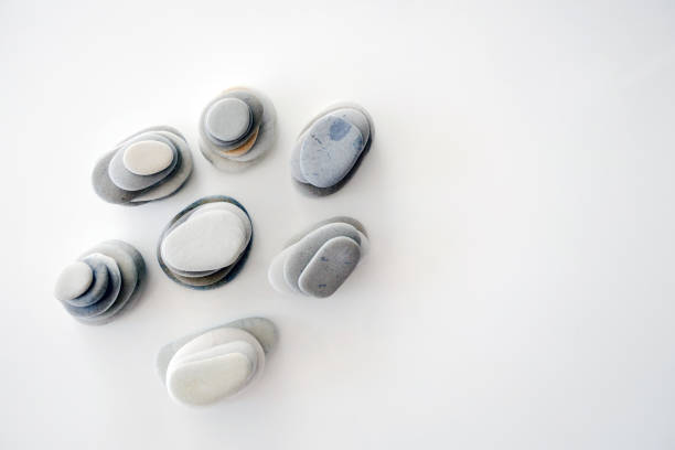 Group of coloured pebbles, stones of various geological types for an ornamental garden