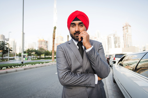 Punjabi businessman portrait outdoors - Hindi man wearing formal elegant suit