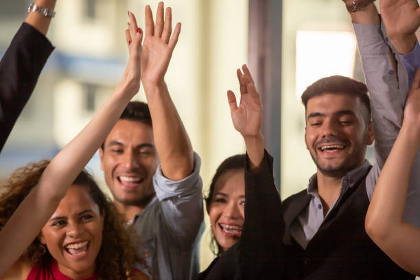 istock Happy Colleagues In Office 1166966488
