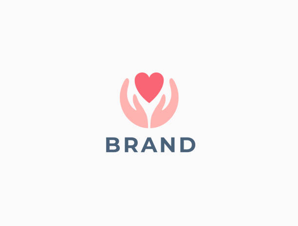 Hands with heart logo. Love, care, sharing, charity, medicine symbol. Valentines day logotype. Abstract medical health logo. Foundation logotype. Hands with heart logo. Love, care, sharing, charity, medicine symbol. Valentines day logotype. Abstract medical health logo. Foundation logotype. hand palm stock illustrations