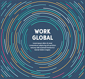 Work global template design with abstract background. Modern and geometric vector illustration to use as promotion web banners for social media.