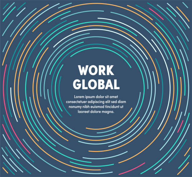 Colorful Circular Motion Illustration For Work Global Work global template design with abstract background. Modern and geometric vector illustration to use as promotion web banners for social media. global illustrations stock illustrations