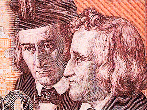 Wilhelm and Jacob Grimm a portrait from Deutsche Marks