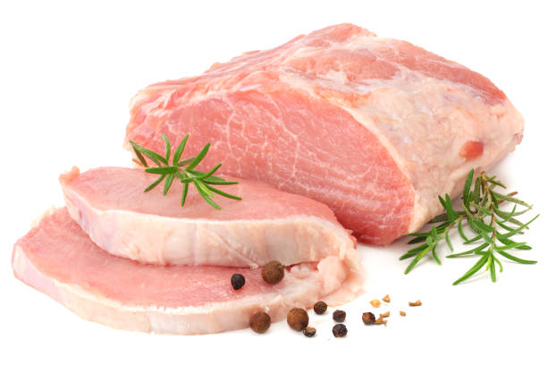 istock Raw pork meat isolated on white background 1166980926