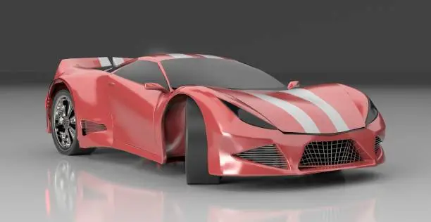 Photo of Modern red sports car ,3d ,render.