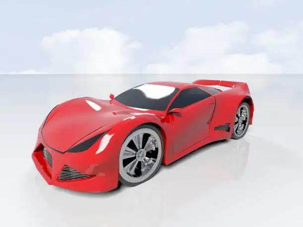 Photo of Modern red sports car ,3d ,render.