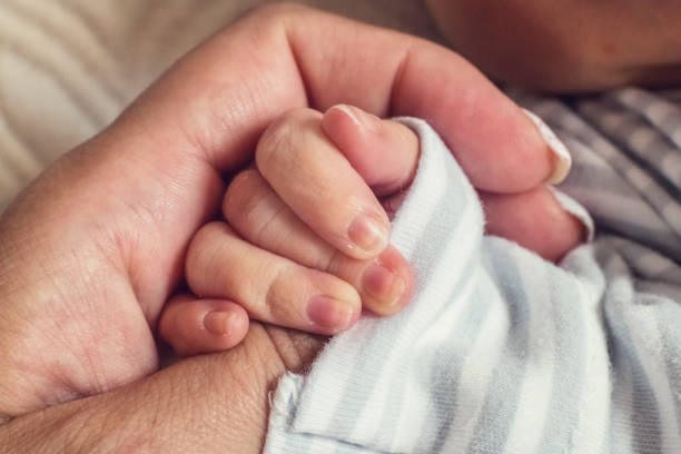 istock Closeup newborn and mothers hands 1166982486
