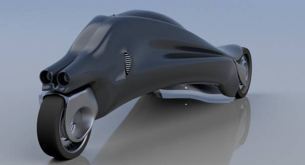 istock fantastic car concept of the future electro three wheels. 3D rendering. 1166983394