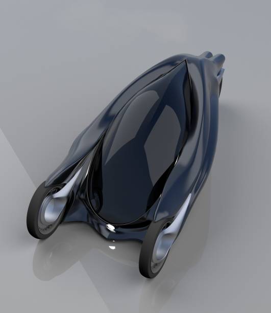istock fantastic car concept of the future electro three wheels. 3D rendering. 1166983443