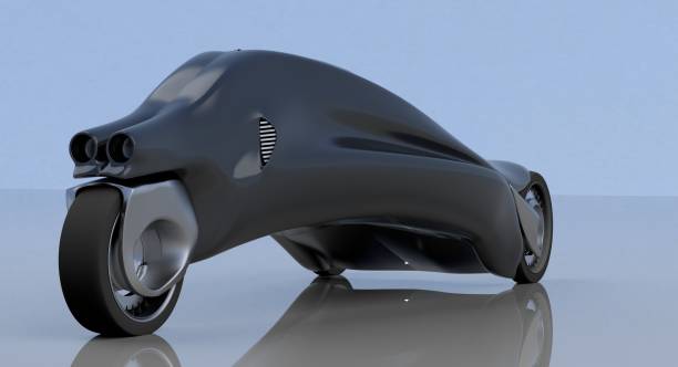 istock fantastic car concept of the future electro three wheels. 3D rendering. 1166983451