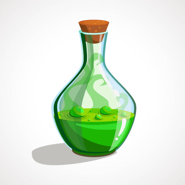 Cartoon Glass Bottles With Green Magic Potion Stock Illustration - Download  Image Now - Potion, Cartoon, Poisonous - iStock