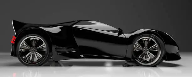 Photo of Modern black sports car ,3d ,render.