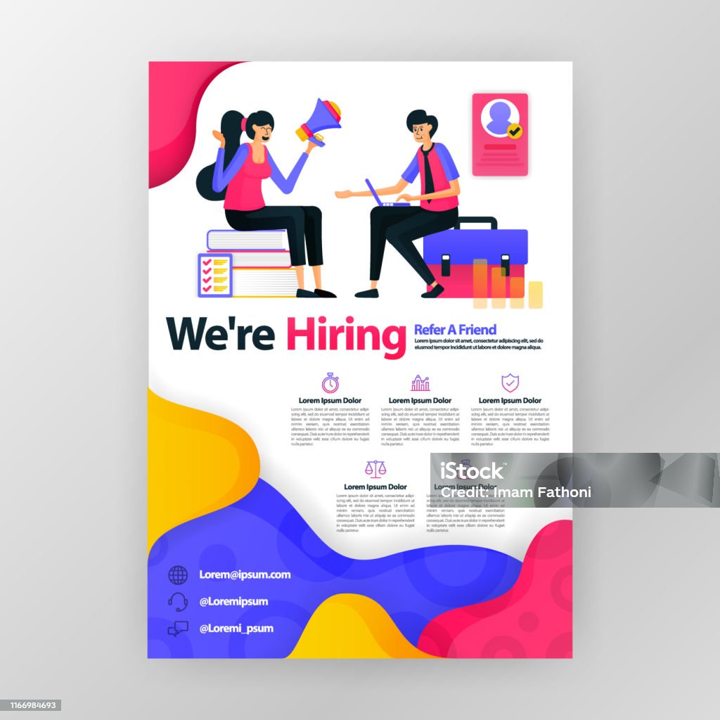 Were Hiring Employees Business Poster With Flat Cartoon Illustration Job  Interview Flyer Pamphlet Brochure Magazine Cover Design Layout Space For  Promotion Marketing Vector Print Template A4 Size Stock Illustration -  Download Image