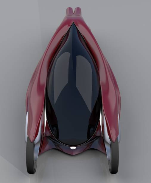istock fantastic car concept of the future electro three wheels 3D rendering. 1166986038