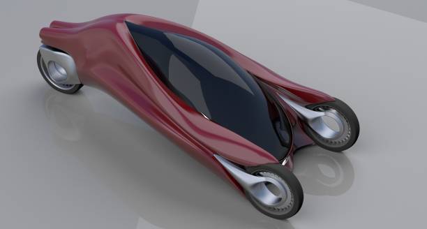 istock fantastic car concept of the future electro three wheels 3D rendering. 1166986122