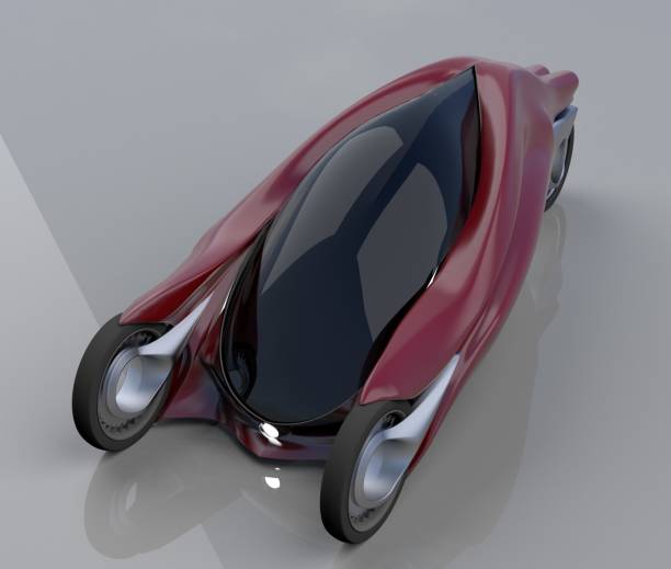 istock fantastic car concept of the future electro three wheels 3D rendering. 1166986149