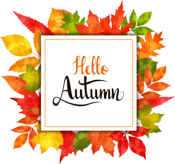 葉っぱの秋の旗 - autumn leaf frame decoration点のイラスト素材／クリップアート素材／マンガ素材／アイコン素材