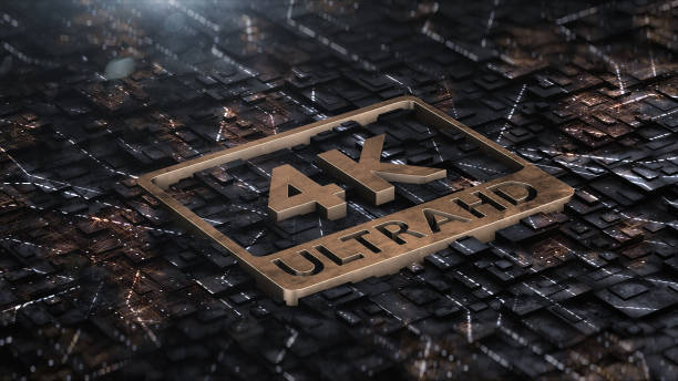 istock 3d render Digital background with 4k ultra hd gold log 1166986843