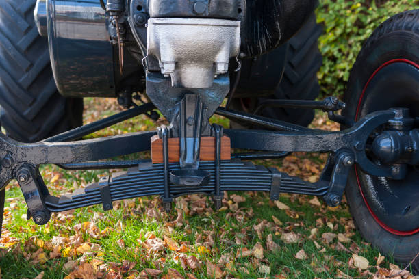 istock Suspension of an old tractor with tyres 1166990700