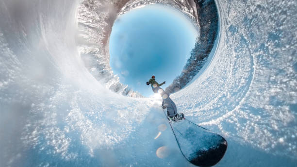 istock Extreme snowboarder in 360 1166991514