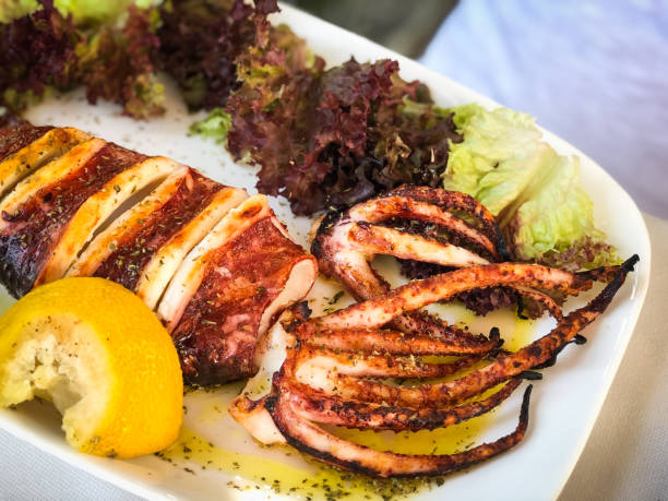 istock fresh grilled squid with lemon and lettuce 1166994484