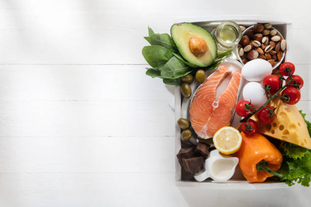 istock Ketogenic low carbs diet - food selection on white background 1166995870