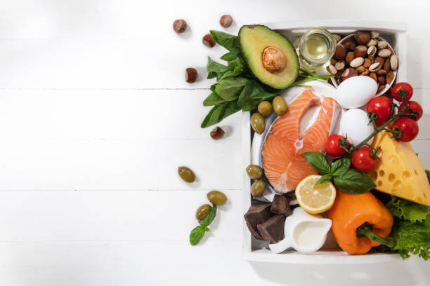istock Ketogenic low carbs diet - food selection on white background 1166995894