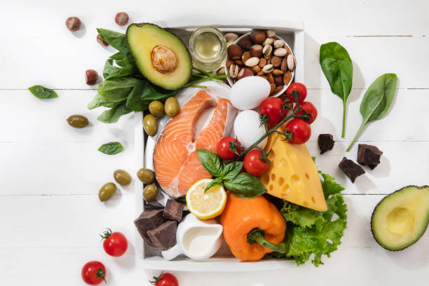 istock Ketogenic low carbs diet - food selection on white background 1166995909