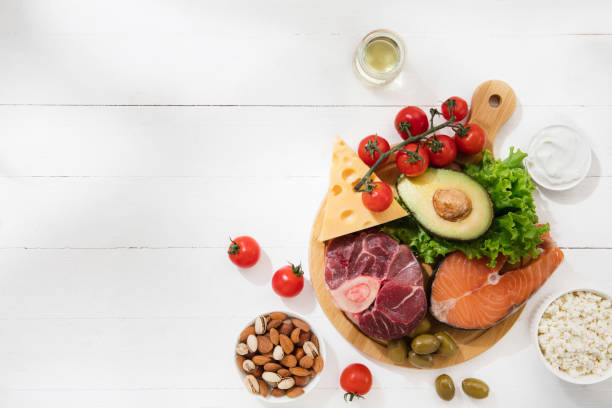 istock Ketogenic low carbs diet - food selection on white background 1166995939