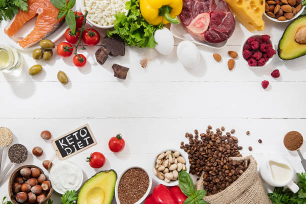 istock Ketogenic low carbs diet - food selection on white background 1166995951