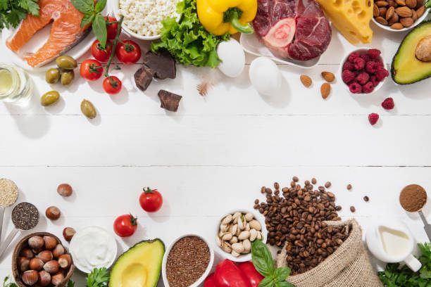 istock Ketogenic low carbs diet - food selection on white background 1166995952