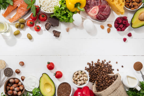 istock Ketogenic low carbs diet - food selection on white background 1166995963