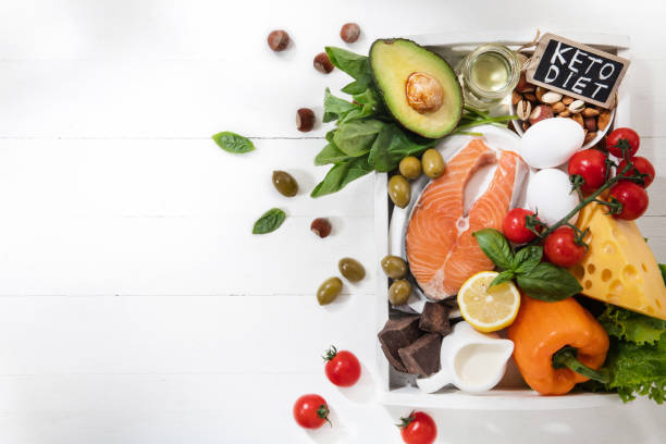 istock Ketogenic low carbs diet - food selection on white background 1166995978