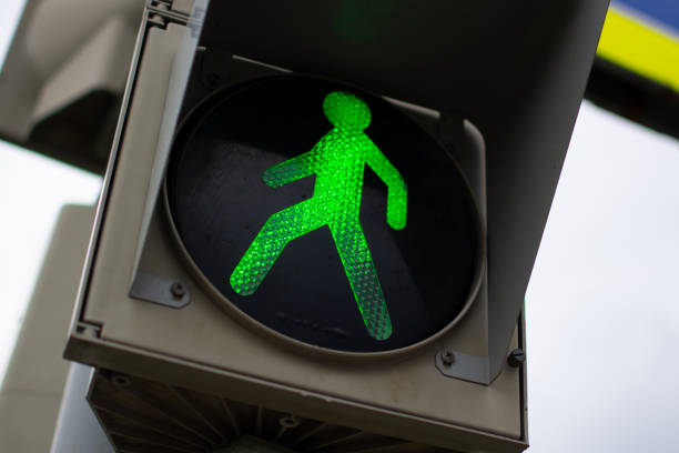 Green pedestrian light at a pedestrian crossing