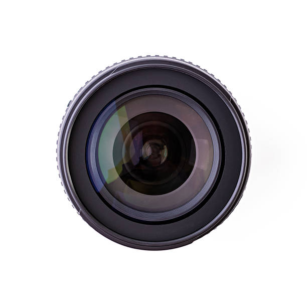 objectif d'appareil-photo d'isolement sur un fond blanc - focal photos et images de collection