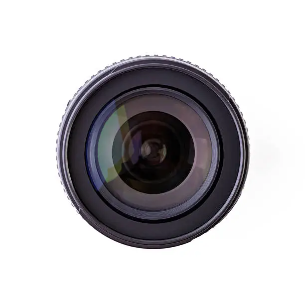 Photo of Camera lens isolated on a white background