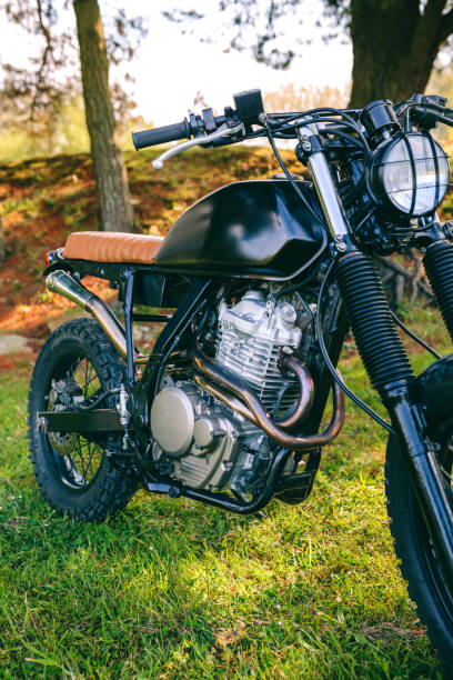 istock Custom motorcycle parked on the field 1167008433