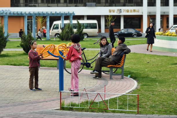 pyongyang, north korea. people - democratic peoples republic of north korea imagens e fotografias de stock