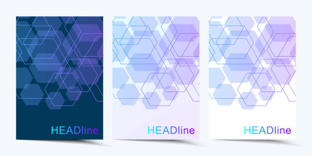 istock Modern vector templates for brochure, cover, banner, flyer, annual report, leaflet. Abstract art composition with hexagons, connecting lines and dots. Digital technology or medical concept. stock illustration 1167009175