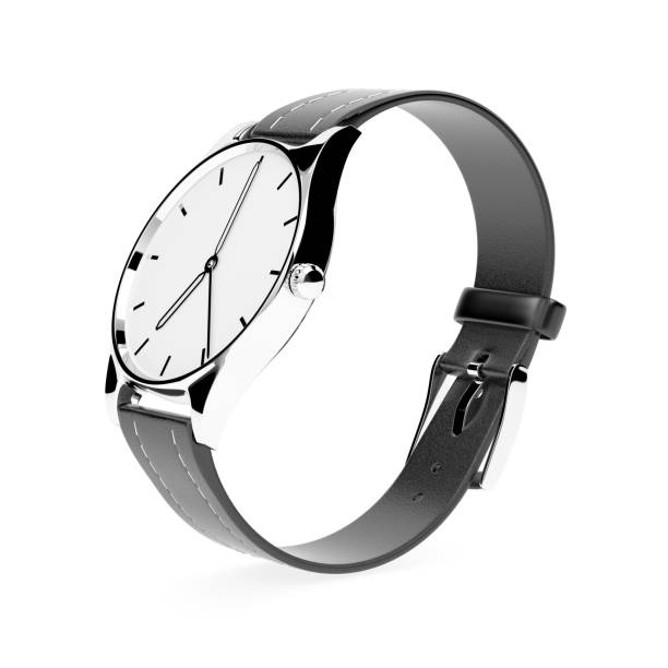 istock Classic men watch. White dial and black leather bracelet 1167009182