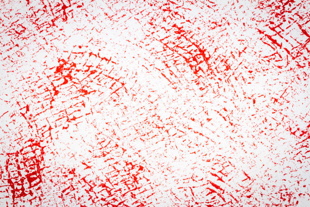 Red abstract spotted acrylic background. Color dots texture. Fragment of artwork. Spots of paint. Modern contemporary art.