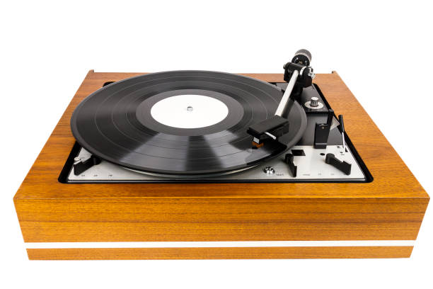 istock Vintage turntable vinyl record player isolated on white 1167009284
