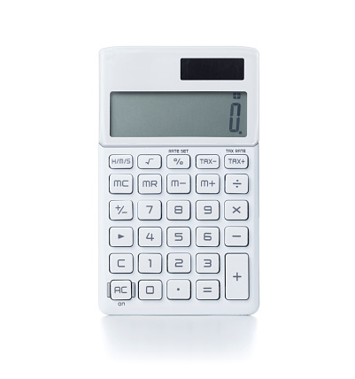 White calculator isolated on white background