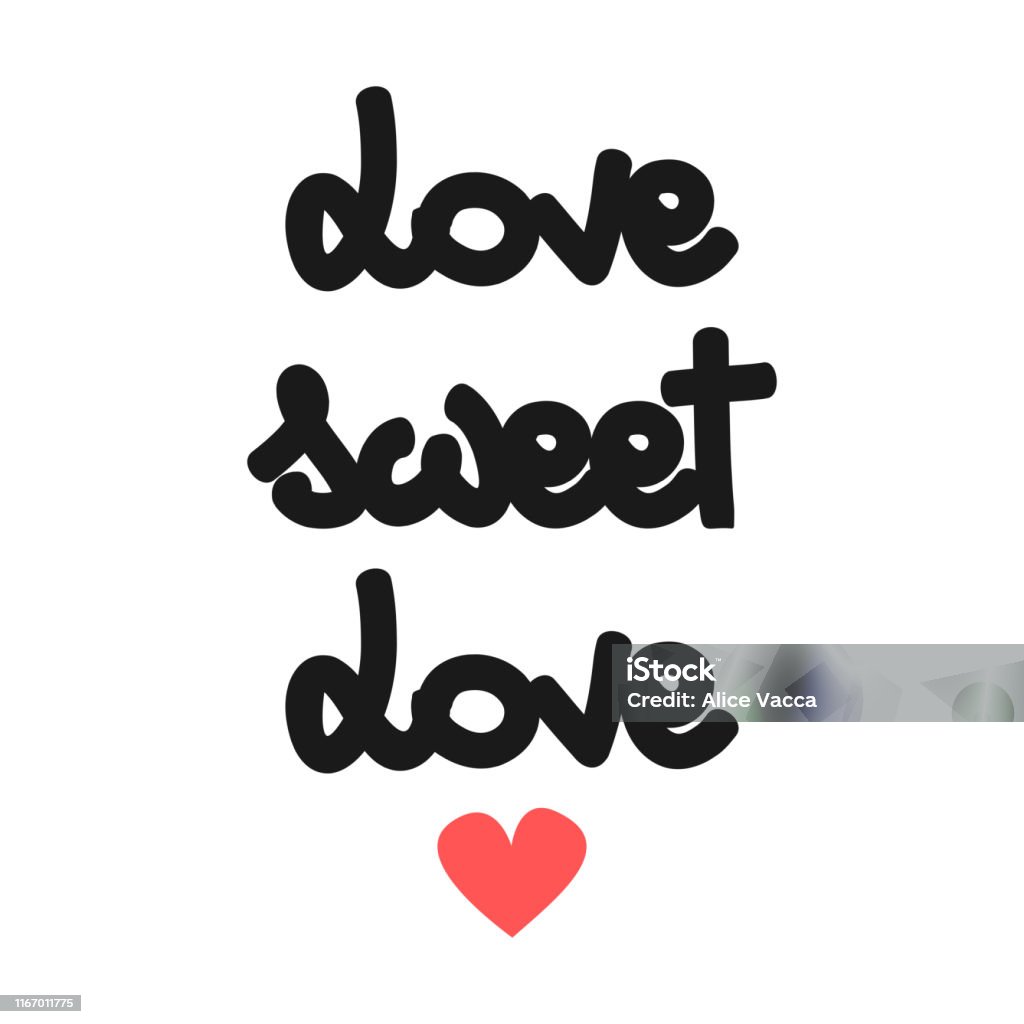 Vector Concept Hand Drawn Lettering Love Sweet Love Quote With Red ...