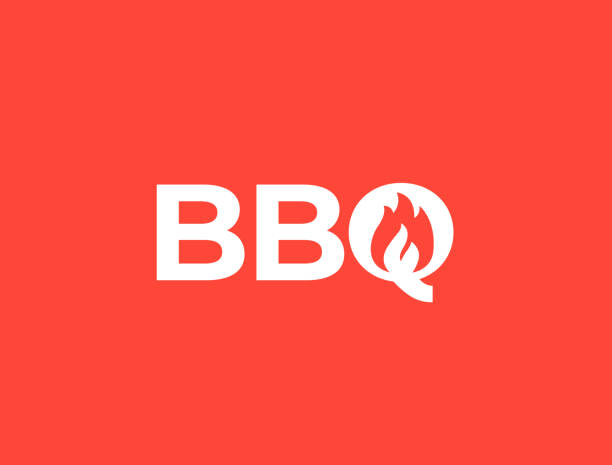 illustrazioni stock, clip art, cartoni animati e icone di tendenza di il barbecue. logo barbecue. icona del fuoco. - campfire coal burning flame